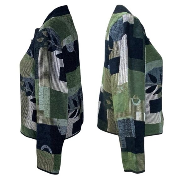 Preswick & Moore Petites Jacket Zip Up Blazer Color block Olive Green Women SM - Picture 9 of 16